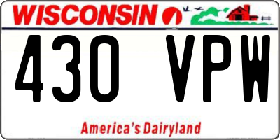 WI license plate 430VPW