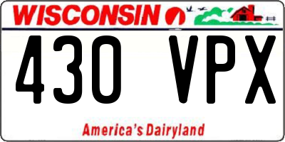 WI license plate 430VPX