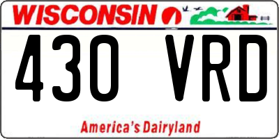 WI license plate 430VRD