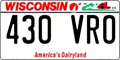 WI license plate 430VRO