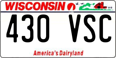 WI license plate 430VSC