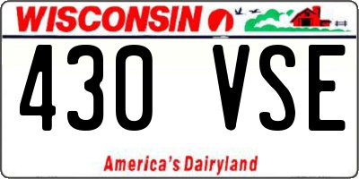 WI license plate 430VSE