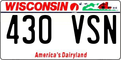 WI license plate 430VSN