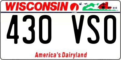 WI license plate 430VSO