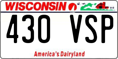 WI license plate 430VSP