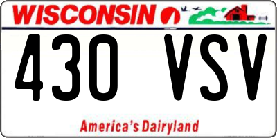 WI license plate 430VSV