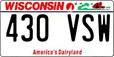 WI license plate 430VSW