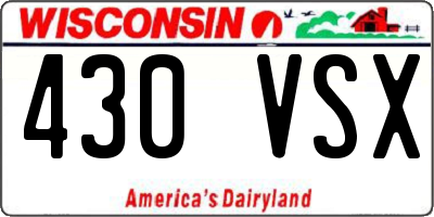 WI license plate 430VSX