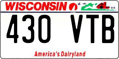 WI license plate 430VTB