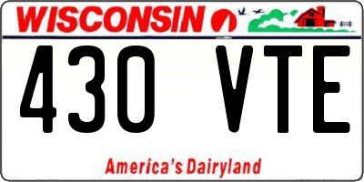 WI license plate 430VTE