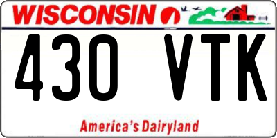 WI license plate 430VTK