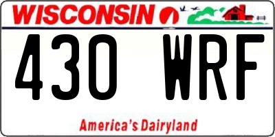 WI license plate 430WRF