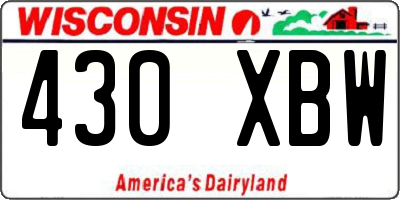 WI license plate 430XBW