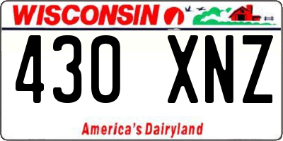 WI license plate 430XNZ