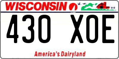 WI license plate 430XOE