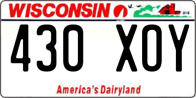 WI license plate 430XOY