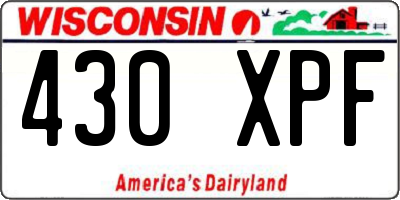 WI license plate 430XPF
