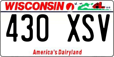 WI license plate 430XSV