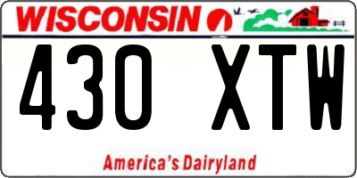 WI license plate 430XTW