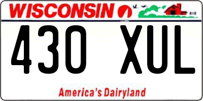 WI license plate 430XUL