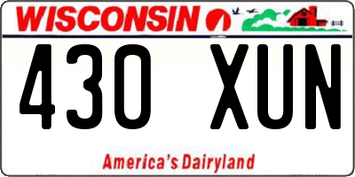WI license plate 430XUN