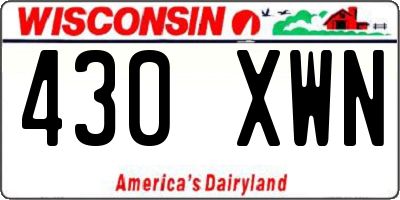 WI license plate 430XWN
