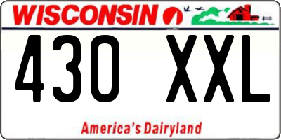 WI license plate 430XXL