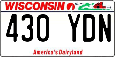 WI license plate 430YDN