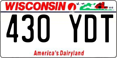 WI license plate 430YDT