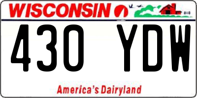 WI license plate 430YDW
