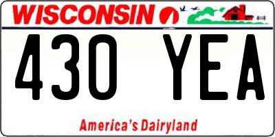 WI license plate 430YEA