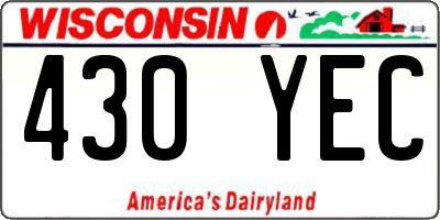 WI license plate 430YEC