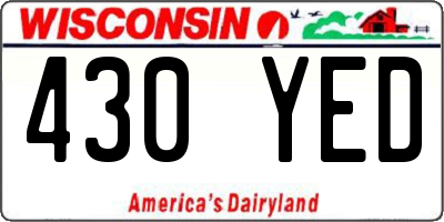 WI license plate 430YED