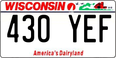 WI license plate 430YEF