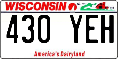WI license plate 430YEH