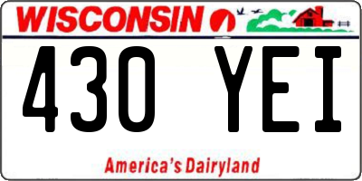 WI license plate 430YEI