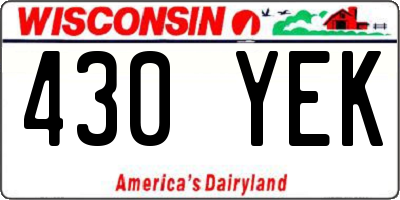 WI license plate 430YEK
