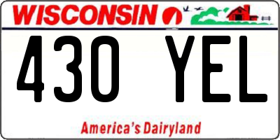 WI license plate 430YEL