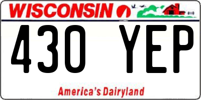 WI license plate 430YEP