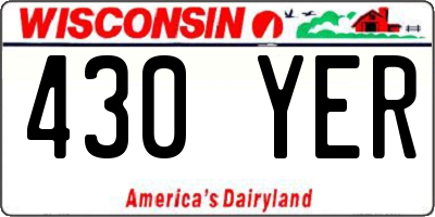 WI license plate 430YER