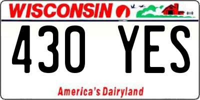 WI license plate 430YES