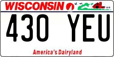 WI license plate 430YEU