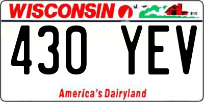 WI license plate 430YEV