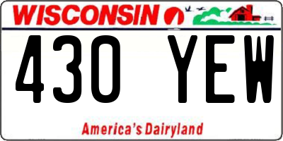 WI license plate 430YEW