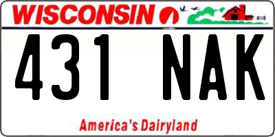 WI license plate 431NAK