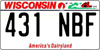 WI license plate 431NBF