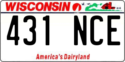 WI license plate 431NCE