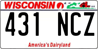 WI license plate 431NCZ