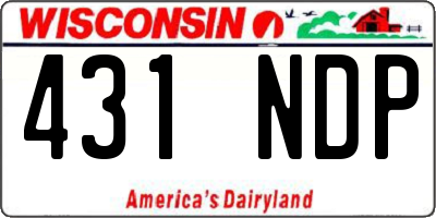 WI license plate 431NDP