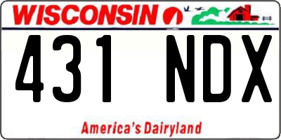 WI license plate 431NDX